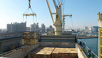 Unloading plywood